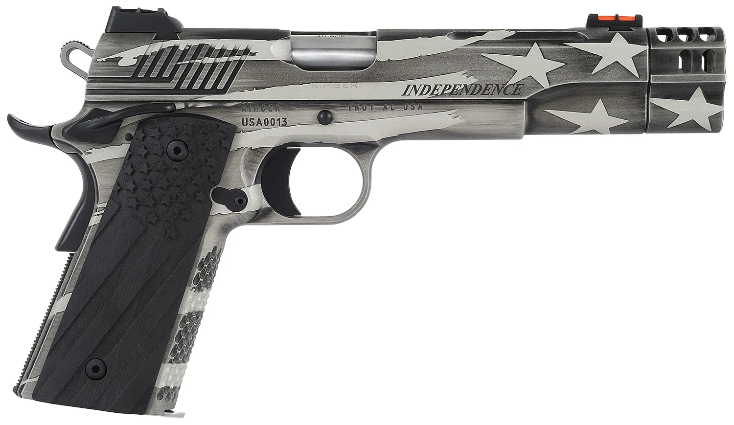 Kimber Mfg.,inc 3700840 Independence 1911 45 ACP 8+1 5" Rear Serrations Stainless Steel Slide Custom Flag Themed Cerakote G-10 Grip